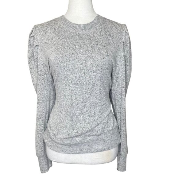 Per Se Gray Brushed Bishop Balloon Puff Sleeve Sweater Plus Size XL Office Fall - Picture 1 of 6